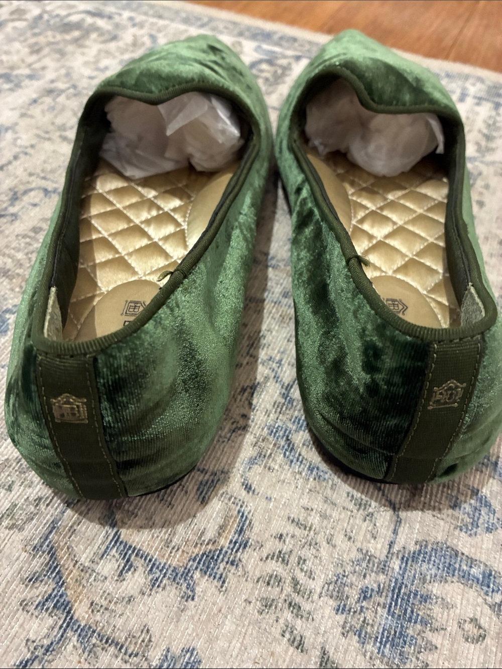 Birdies Velvet Slip-On Loafers in Dark Green- women’s size 8 - Picture 5 of 6